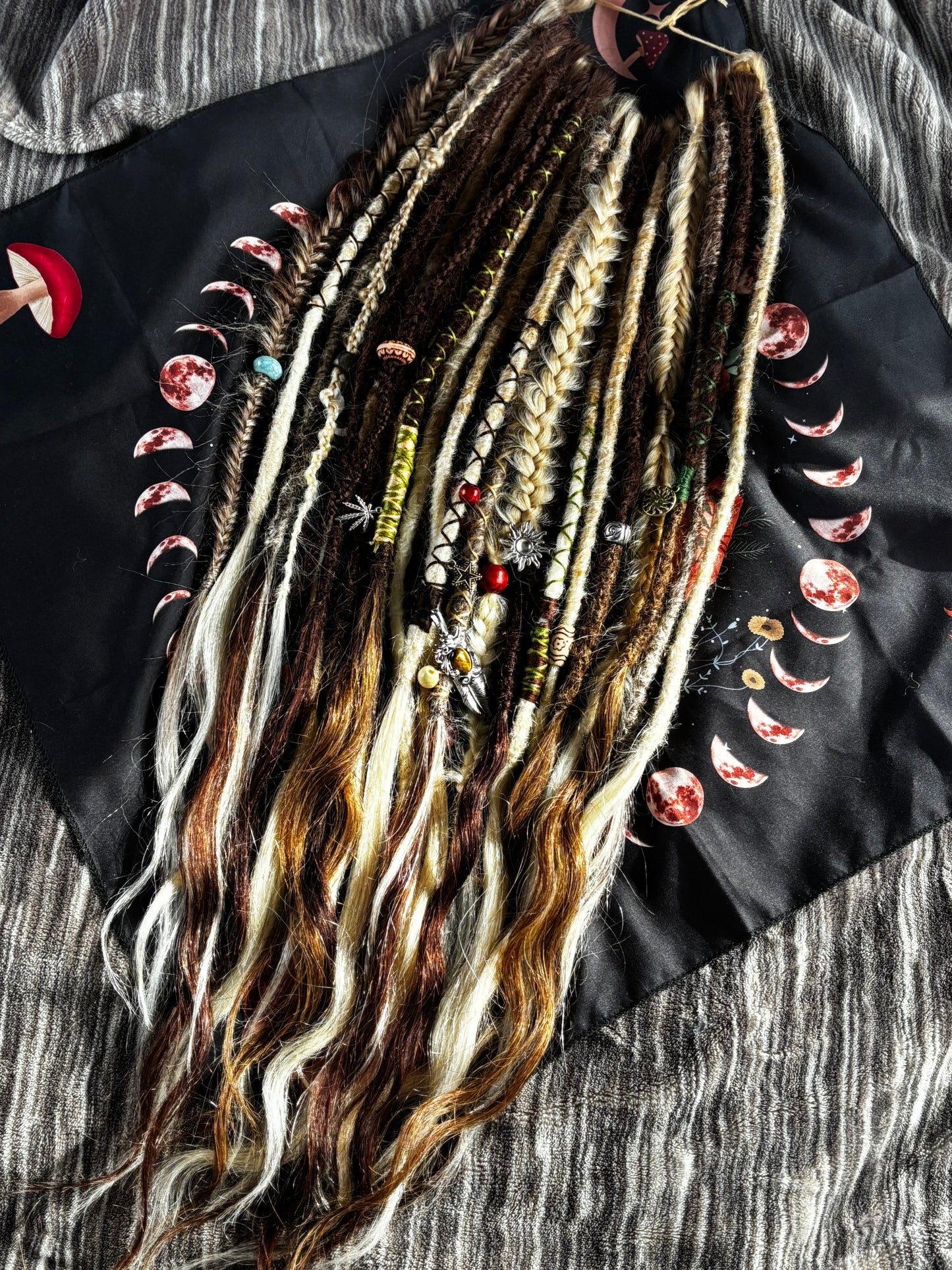Partial set of braid in dreadlock extensions with soft human hair ends