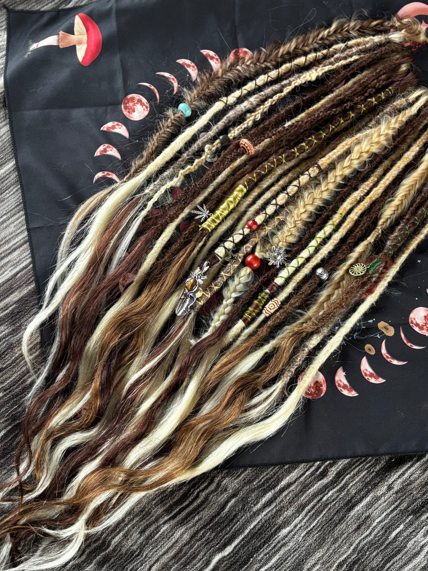 Partial set of braid in dreadlock extensions with soft human hair ends