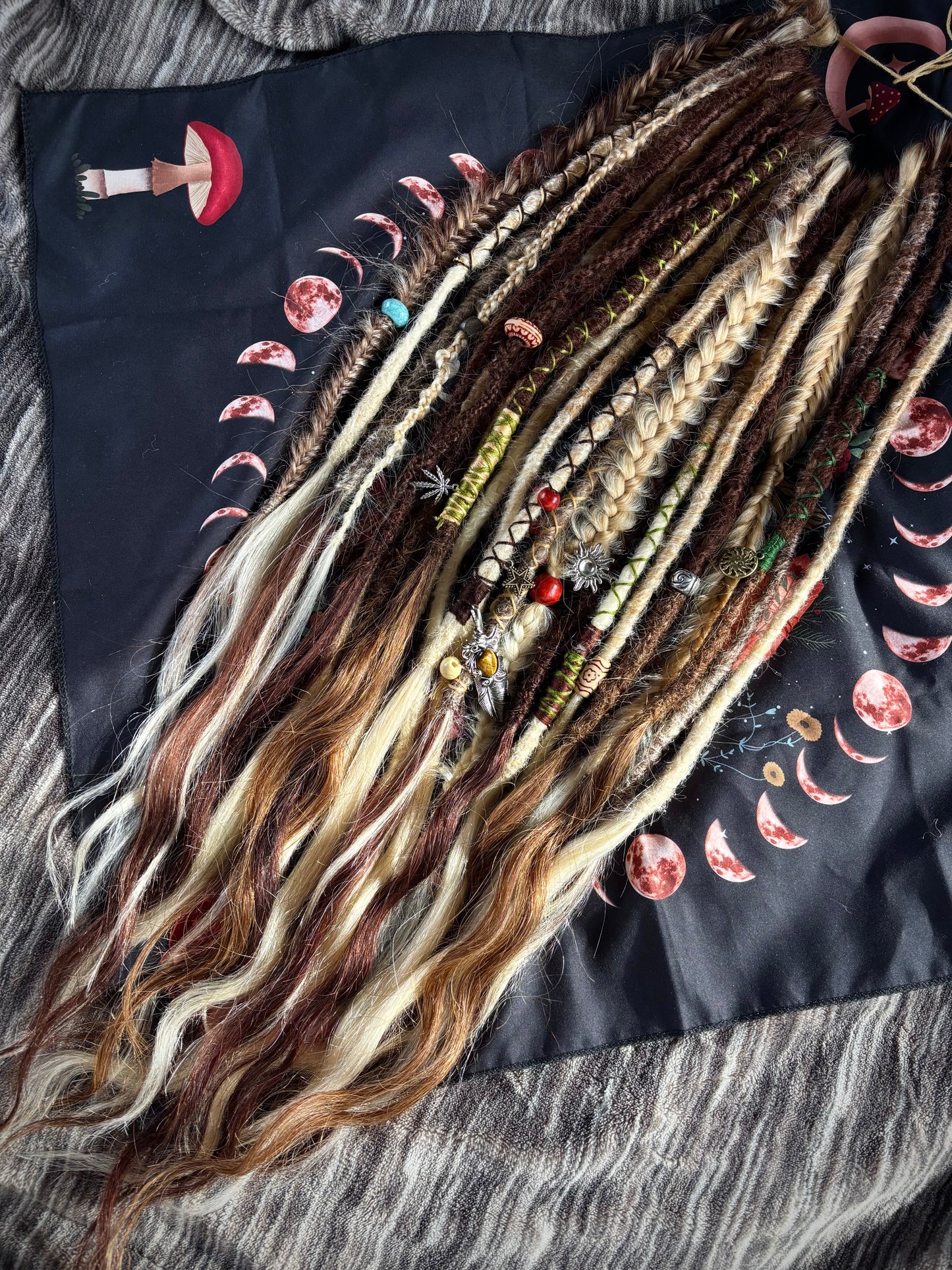 Partial set of braid in dreadlock extensions with soft human hair ends