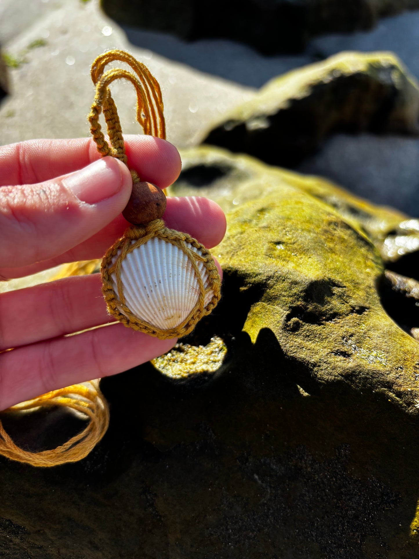 Macrame Seashell Necklace Full Shell