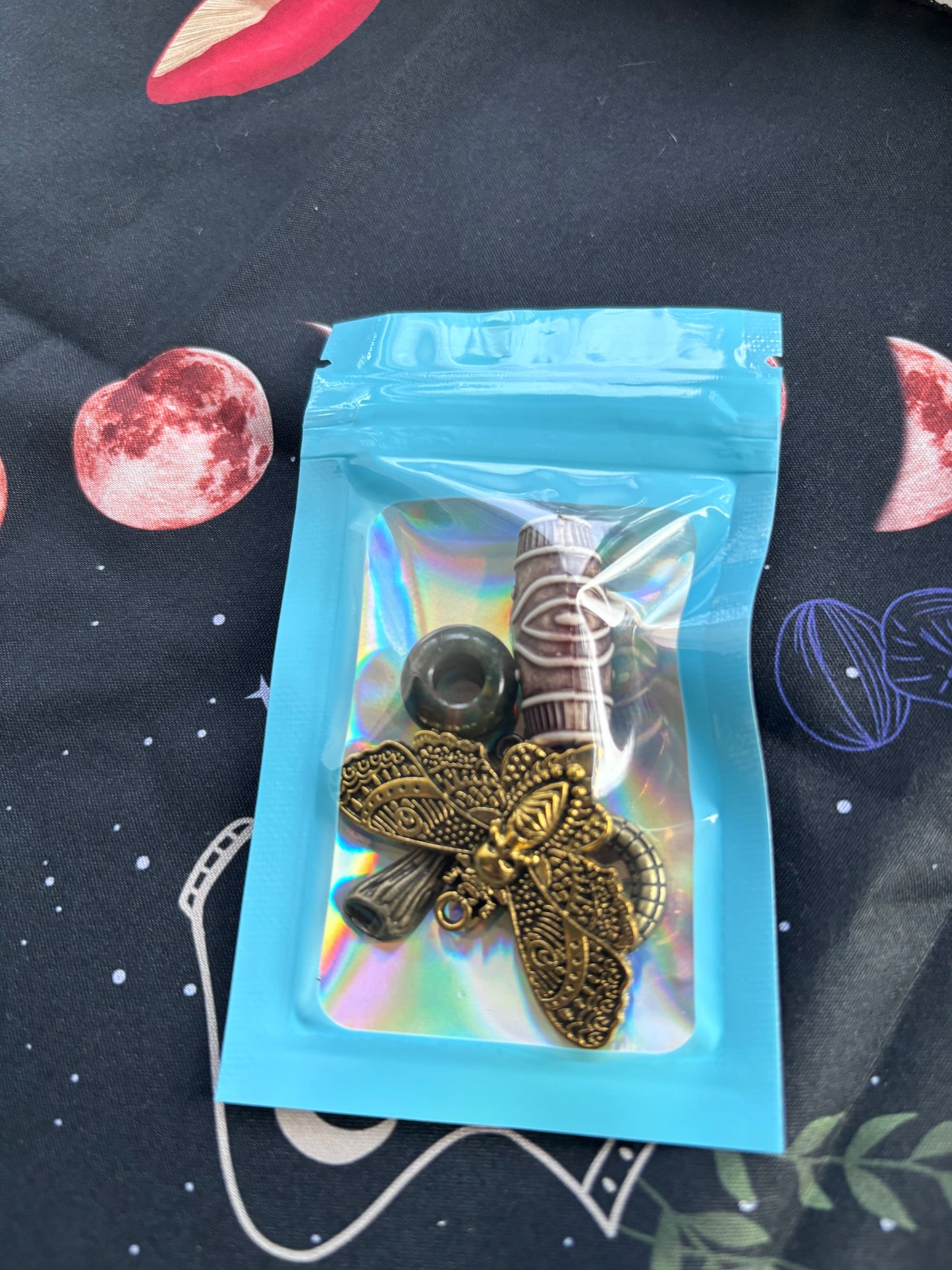 Death moth dreadlock jewelry pack