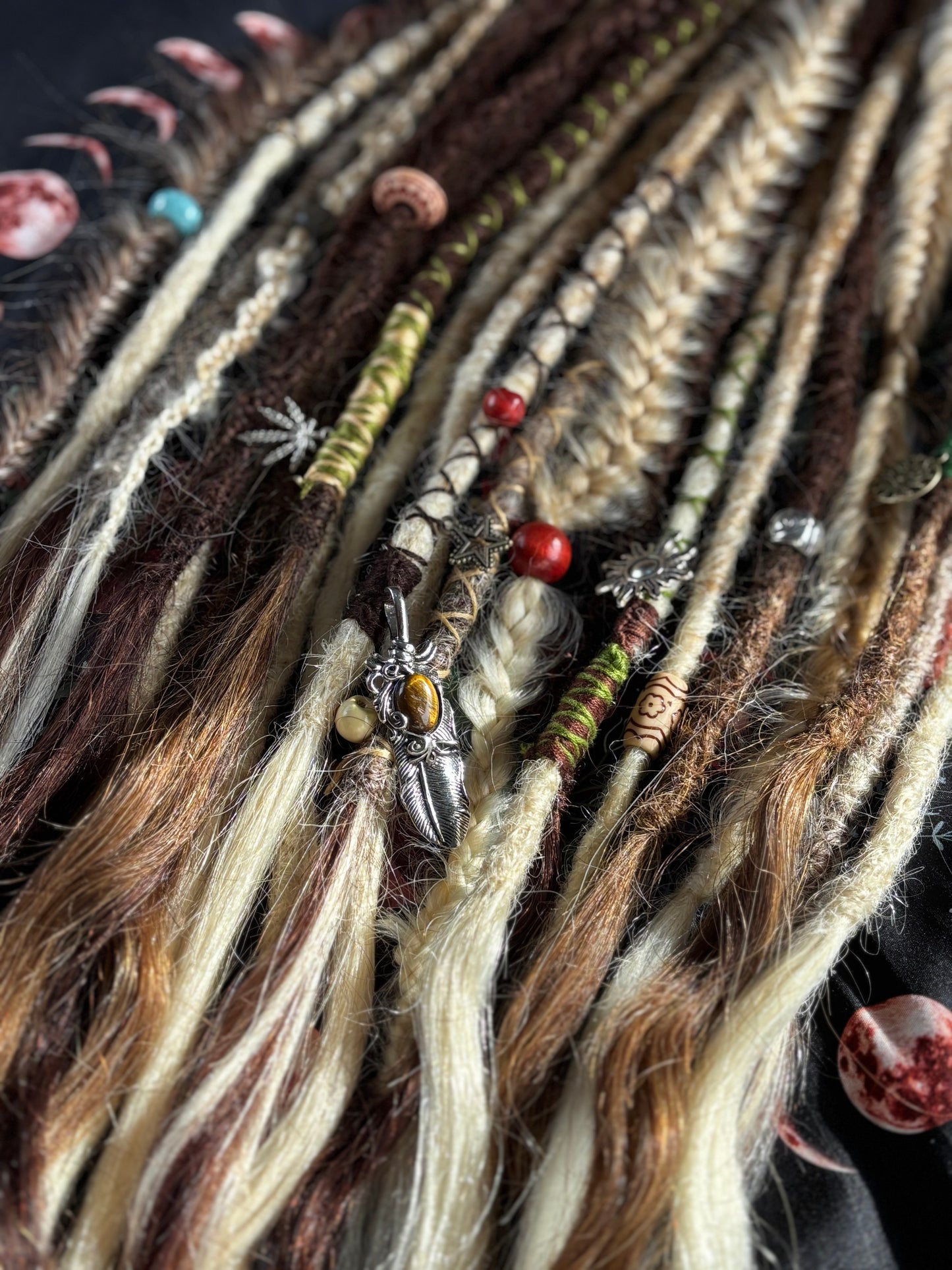 Partial set of braid in dreadlock extensions with soft human hair ends