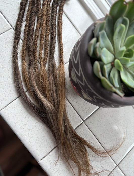 Set of 8 human hair dreadlock extensions
