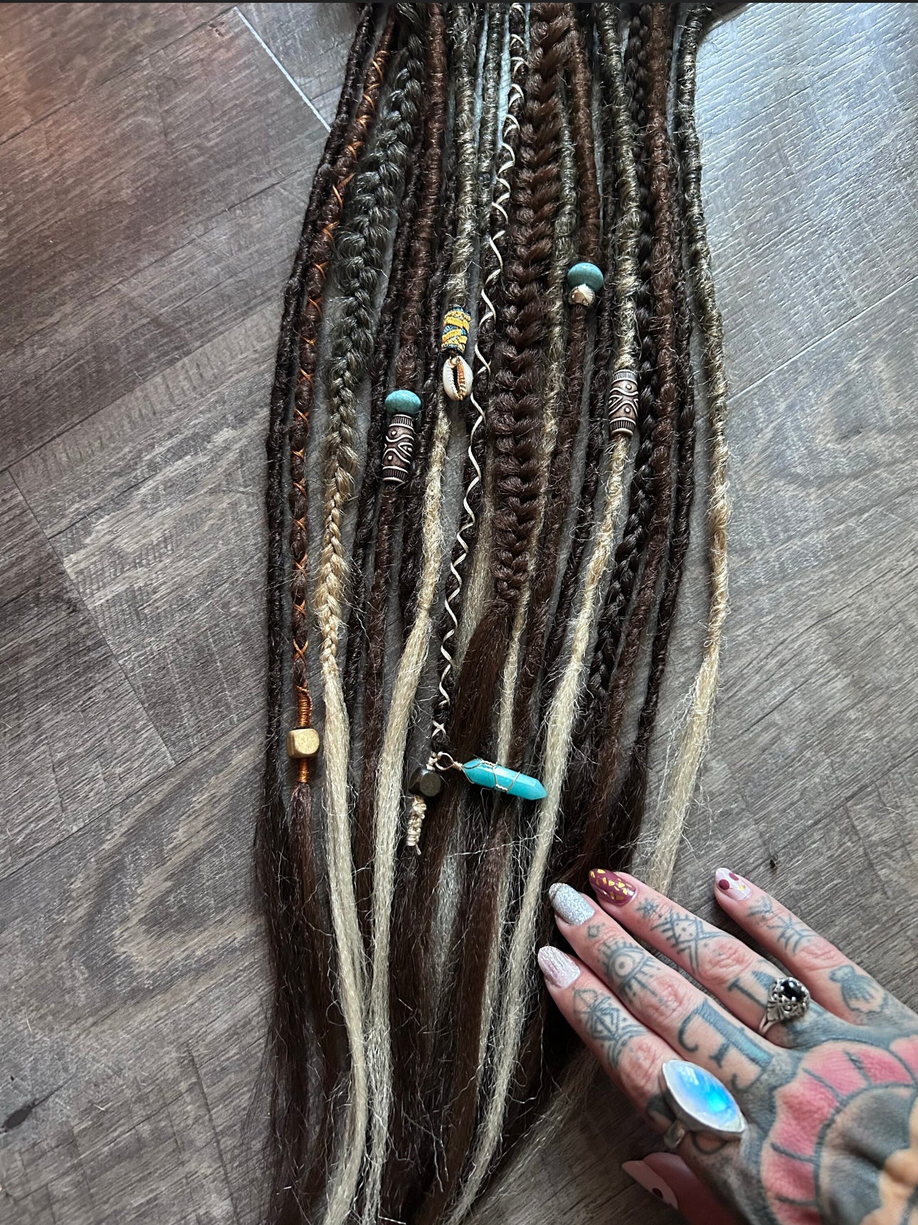 Partial set of synthetic boho dreadlock extensions